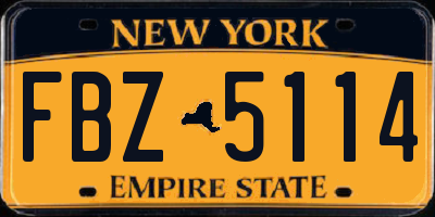 NY license plate FBZ5114