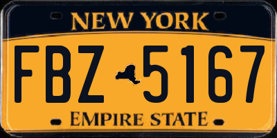 NY license plate FBZ5167