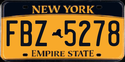 NY license plate FBZ5278