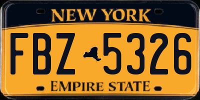 NY license plate FBZ5326