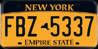 NY license plate FBZ5337