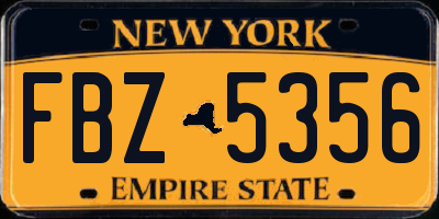 NY license plate FBZ5356