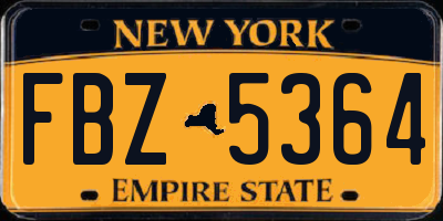 NY license plate FBZ5364