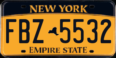 NY license plate FBZ5532