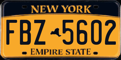 NY license plate FBZ5602