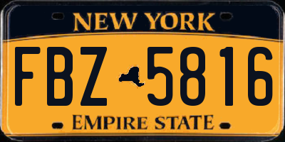NY license plate FBZ5816