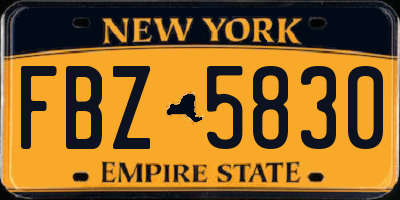 NY license plate FBZ5830