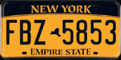 NY license plate FBZ5853