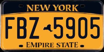 NY license plate FBZ5905