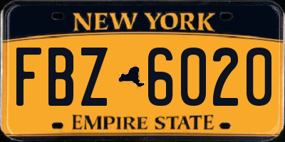 NY license plate FBZ6020