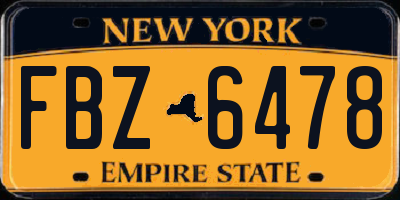 NY license plate FBZ6478