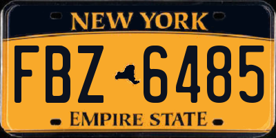 NY license plate FBZ6485