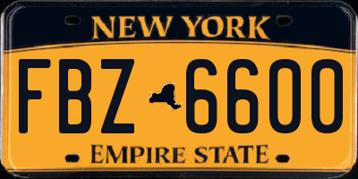 NY license plate FBZ6600