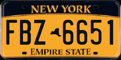 NY license plate FBZ6651