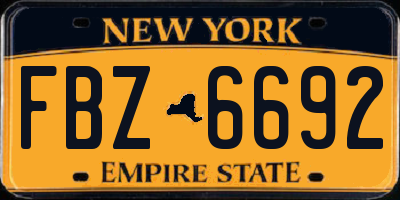 NY license plate FBZ6692
