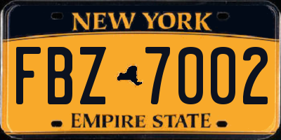 NY license plate FBZ7002