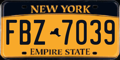 NY license plate FBZ7039