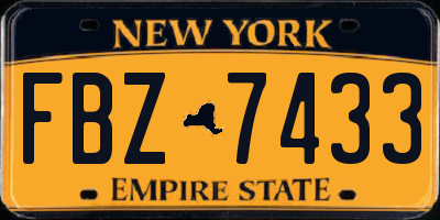 NY license plate FBZ7433