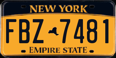 NY license plate FBZ7481