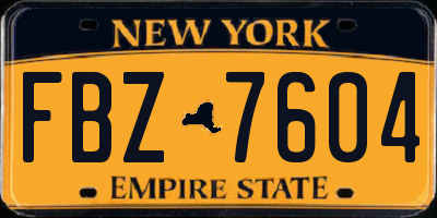 NY license plate FBZ7604