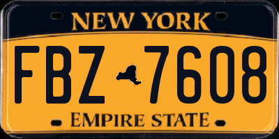NY license plate FBZ7608
