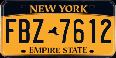 NY license plate FBZ7612