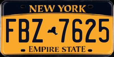 NY license plate FBZ7625
