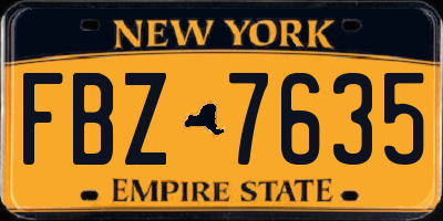 NY license plate FBZ7635