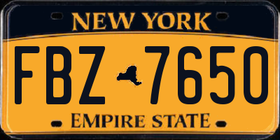 NY license plate FBZ7650