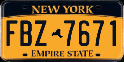 NY license plate FBZ7671