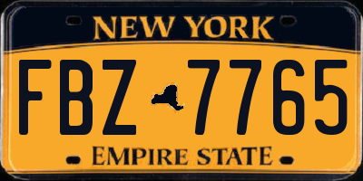 NY license plate FBZ7765