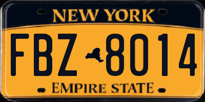 NY license plate FBZ8014