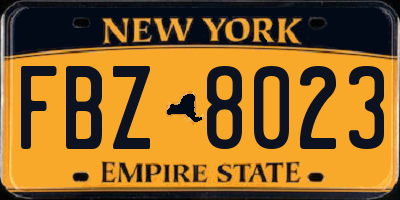 NY license plate FBZ8023