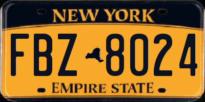 NY license plate FBZ8024