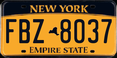 NY license plate FBZ8037