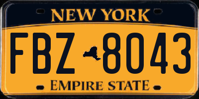 NY license plate FBZ8043