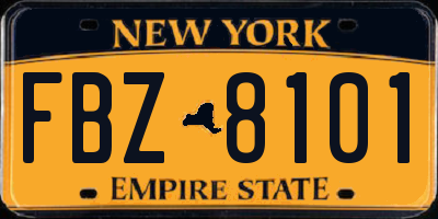 NY license plate FBZ8101