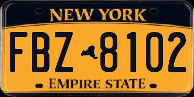 NY license plate FBZ8102