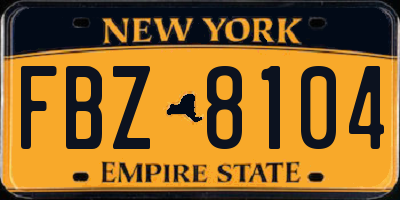 NY license plate FBZ8104