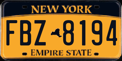 NY license plate FBZ8194