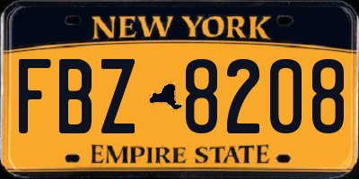 NY license plate FBZ8208