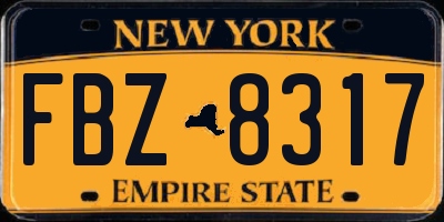 NY license plate FBZ8317