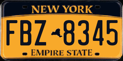 NY license plate FBZ8345