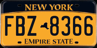 NY license plate FBZ8366