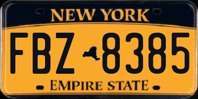 NY license plate FBZ8385