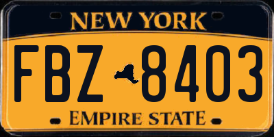 NY license plate FBZ8403