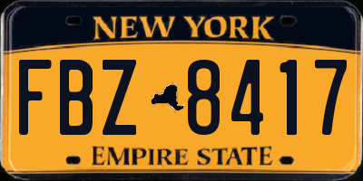 NY license plate FBZ8417