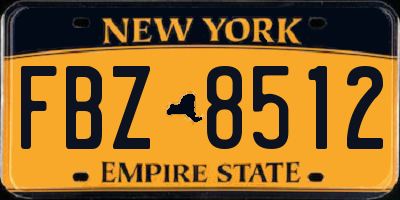 NY license plate FBZ8512