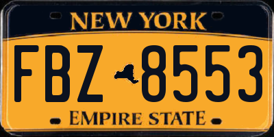 NY license plate FBZ8553