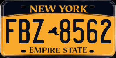 NY license plate FBZ8562